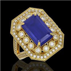 7.11 ctw Certified Sapphire & Diamond Victorian Ring 14K Yellow Gold - REF-171X5A
