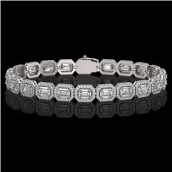 14.57 ctw Emerald Cut Diamond Micro Pave Bracelet 18K White Gold - REF-2284H2R