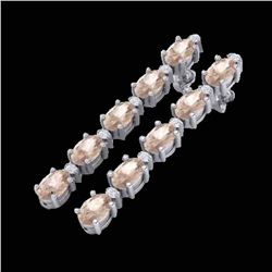 12.47 ctw Morganite & VS/SI Certified Diamond Earrings 10k White Gold - REF-172F8M