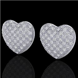 1.50 ctw Micro Pave VS/SI Diamond Heart Earrings 14k White Gold - REF-110W4H