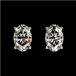 1 ctw Certified VS/SI Quality Oval Diamond Stud Earrings 10k Yellow Gold - REF-120H3R