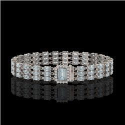 26.02 ctw Sky Topaz & Diamond Bracelet 14K White Gold - REF-318W2H