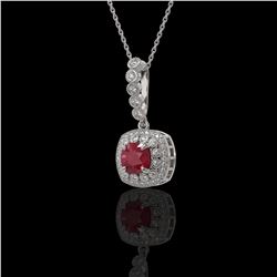 2.55 ctw Certified Ruby & Diamond Victorian Necklace 14K White Gold - REF-100K2Y