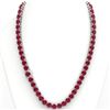 Image 3 : 116 ctw Ruby & Diamond Micro Eternity Necklace 14k White Gold - REF-581X8A