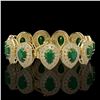Image 2 : 56.04 ctw Emerald & Diamond Victorian Bracelet 14K Yellow Gold - REF-1745N5F