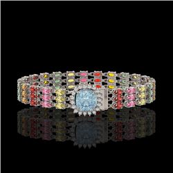 33.04 ctw Sapphire & Diamond Bracelet 14K White Gold - REF-340R5K