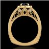 Image 3 : 1.55 ctw Fancy Black Diamond Engagment Art Deco Ring 18k Yellow Gold - REF-112H8R