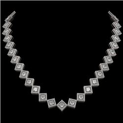 26.88 ctw Princess Cut Diamond Micro Pave Necklace 18K White Gold - REF-3684K3Y