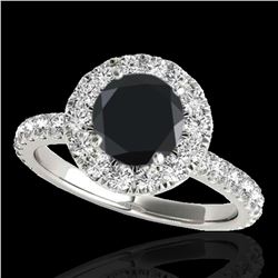 1.75 ctw Certified VS Black Diamond Solitaire Halo Ring 10k White Gold - REF-62M2G