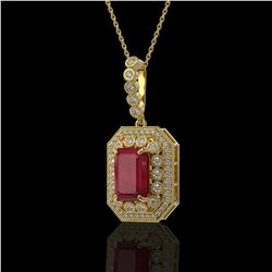 7.18 ctw Certified Ruby & Diamond Victorian Necklace 14K Yellow Gold - REF-172F8M