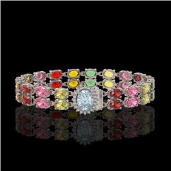 29.32 ctw Sapphire & Diamond Bracelet 14K White Gold - REF-312X2A