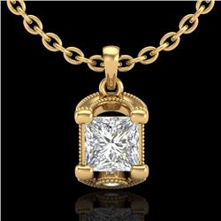1.25 ctw Princess VS/SI Diamond Art Deco Necklace 18k Yellow Gold - REF-330W2H