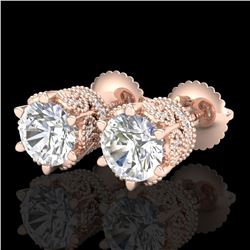 2.04 ctw VS/SI Diamond Solitaire Art Deco Stud Earrings 18k Rose Gold - REF-361G8W