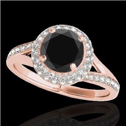 1.85 ctw Certified VS Black Diamond Solitaire Halo Ring 10k Rose Gold - REF-72A3N