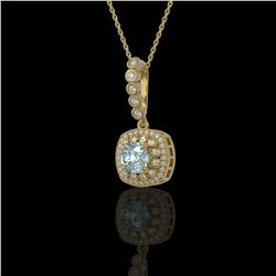 2.25 ctw Aquamarine & Diamond Victorian Necklace 14K Yellow Gold - REF-81R3K