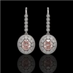 7.85 ctw Morganite & Diamond Victorian Earrings 14K White Gold - REF-317Y5X