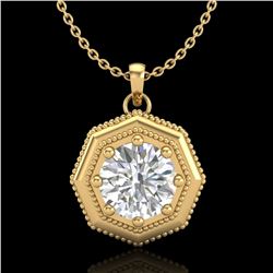 0.75 ctw VS/SI Diamond Solitaire Art Deco Necklace 18k Yellow Gold - REF-180F2M