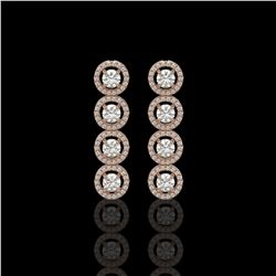 3.84 ctw Diamond Micro Pave Earrings 18K Rose Gold - REF-304H8R