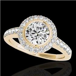 1.5 ctw Certified Diamond Solitaire Halo Ring 10k Yellow Gold - REF-218H2R