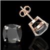 Image 2 : 12 ctw Cushion Black Diamond Designer Earrings 14k Rose Gold - REF-290H9R
