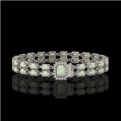 13.48 ctw Opal & Diamond Bracelet 14K White Gold - REF-236X4A