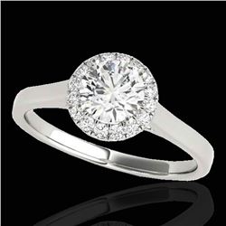 1.11 ctw Certified Diamond Solitaire Halo Ring 10k White Gold - REF-184A3N