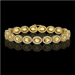 12.73 ctw Fancy Citrine & Diamond Micro Pave Halo Bracelet 10k Yellow Gold - REF-263G6W