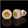 Image 2 : 1.55 ctw Intense Fancy Yellow Diamond Art Deco Earrings 18k Rose Gold - REF-281R8K