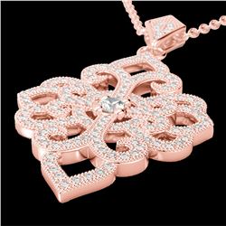 1.40 ctw Micro Pave VS/SI Diamond Designer Necklace 14k Rose Gold - REF-130F9M