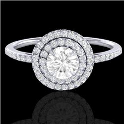 1 ctw Micro Pave VS/SI Diamond Solitaire Ring Halo 18k White Gold - REF-153K6Y