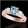 Image 1 : 1.50 ctw SI Certified Fancy Blue Diamond 3 Stone Ring 10k Rose Gold - REF-163G6W