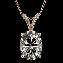 1.25 ctw Certified VS/SI Quality Oval Diamond Necklace 10k Rose Gold - REF-325K2Y