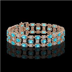 16.06 ctw Swiss Topaz & Diamond Row Bracelet 10K Rose Gold - REF-209W3H