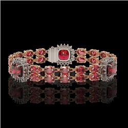 18.93 ctw Tourmaline & Diamond Bracelet 14K Rose Gold - REF-314H8R