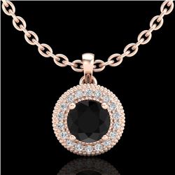 1 ctw Fancy Black Diamond Art Deco Stud Necklace 18k Rose Gold - REF-76W8H