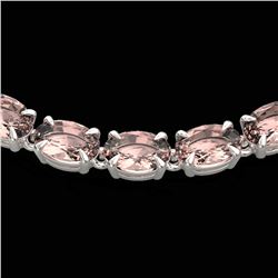 28 ctw Morganite Eternity Tennis Necklace 14k White Gold - REF-326G9W