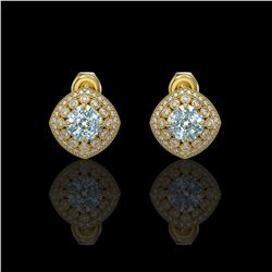 4.39 ctw Aquamarine & Diamond Victorian Earrings 14K Yellow Gold - REF-131F8M