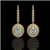 Image 1 : 7.65 ctw Aquamarine & Diamond Victorian Earrings 14K Yellow Gold - REF-250R5K