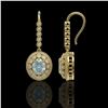 Image 2 : 7.65 ctw Aquamarine & Diamond Victorian Earrings 14K Yellow Gold - REF-250R5K