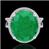 Image 1 : 12 ctw Emerald & Micro Pave VS/SI Diamond Ring 18k White Gold - REF-143F6M