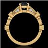 Image 3 : 1.03 ctw Fancy Black Diamond Engagment Art Deco Ring 18k Yellow Gold - REF-80G2W