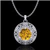 Image 1 : 1.11 ctw Intense Fancy Yellow Diamond Art Deco Necklace 18k White Gold - REF-236H4R