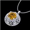 Image 2 : 1.11 ctw Intense Fancy Yellow Diamond Art Deco Necklace 18k White Gold - REF-236H4R