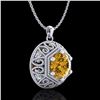 Image 3 : 1.11 ctw Intense Fancy Yellow Diamond Art Deco Necklace 18k White Gold - REF-236H4R