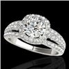 Image 1 : 2 ctw Certified Diamond Solitaire Halo Ring 10k White Gold - REF-204W5H