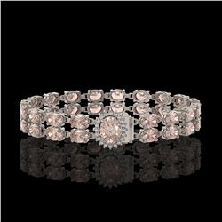 27.57 ctw Morganite & Diamond Bracelet 14K White Gold - REF-400A2N