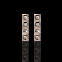 4.01 ctw Princess Cut Diamond Micro Pave Earrings 18K Rose Gold - REF-346W3H