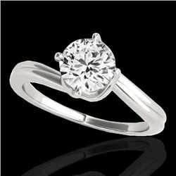 1 ctw Certified Diamond Bypass Solitaire Ring 10k White Gold - REF-177A3N