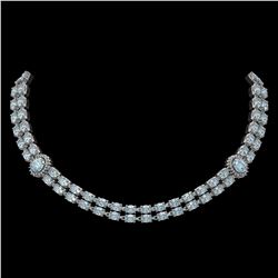 39.28 ctw Sky Topaz & Diamond Necklace 14K White Gold - REF-454R5K