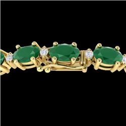 30.8 ctw Emerald & VS/SI Diamond Eternity Bracelet 10k Yellow Gold - REF-245G5W